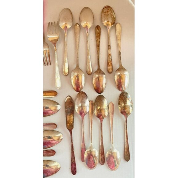 Mary Lou Devonshire 1928 Silverplate Flatware Lot 27pc Tarnished Patina Vintage - Picture 2 of 9